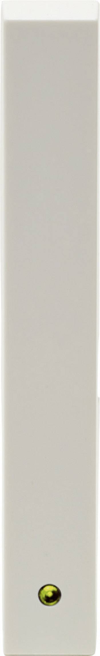 A plain, beige, elongated object with a green, round indentation at the bottom edge.