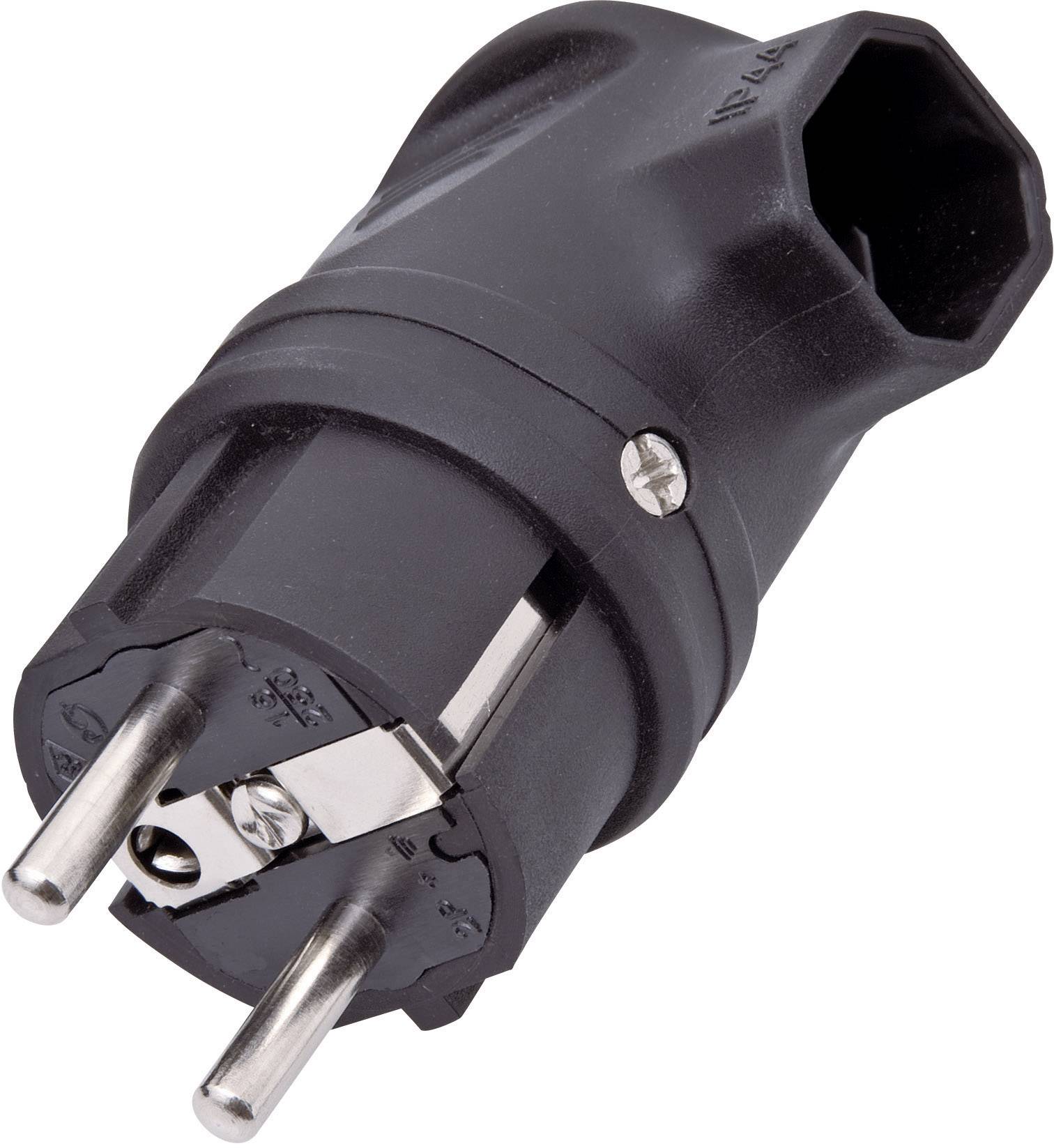 interBaer 9004-004.01 Safety L-shape mains plug Rubber 230 V Black IP44