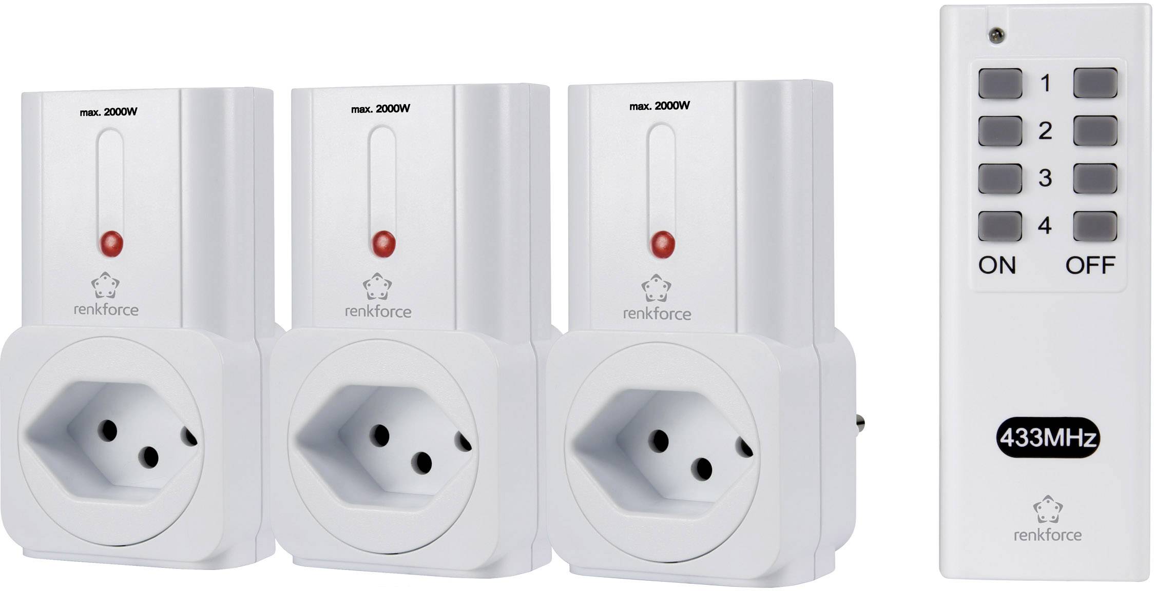 Renkforce Socket set 4-piece Indoors 2000 W