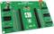 Green circuit board with the inscription 'STM32F3 DISCOVERY SHIELD', featuring multiple connectors and slots for electronic components.