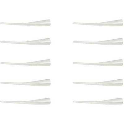 Ten white, elongated tips, evenly arranged in two rows, on a neutral background.