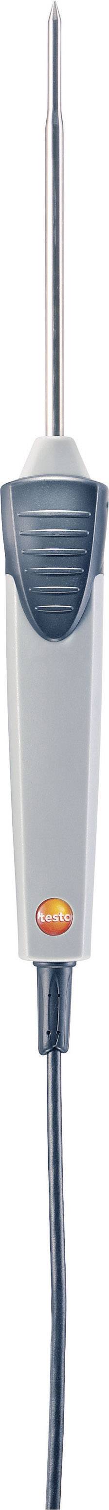 A thermometer probe with a narrow, long tip and cable. It is used for precise temperature measurements in various environments.