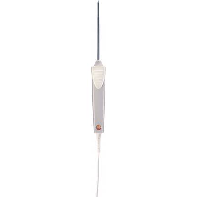 A white-grey temperature sensor with a metal probe, used for precise temperature measurements.
