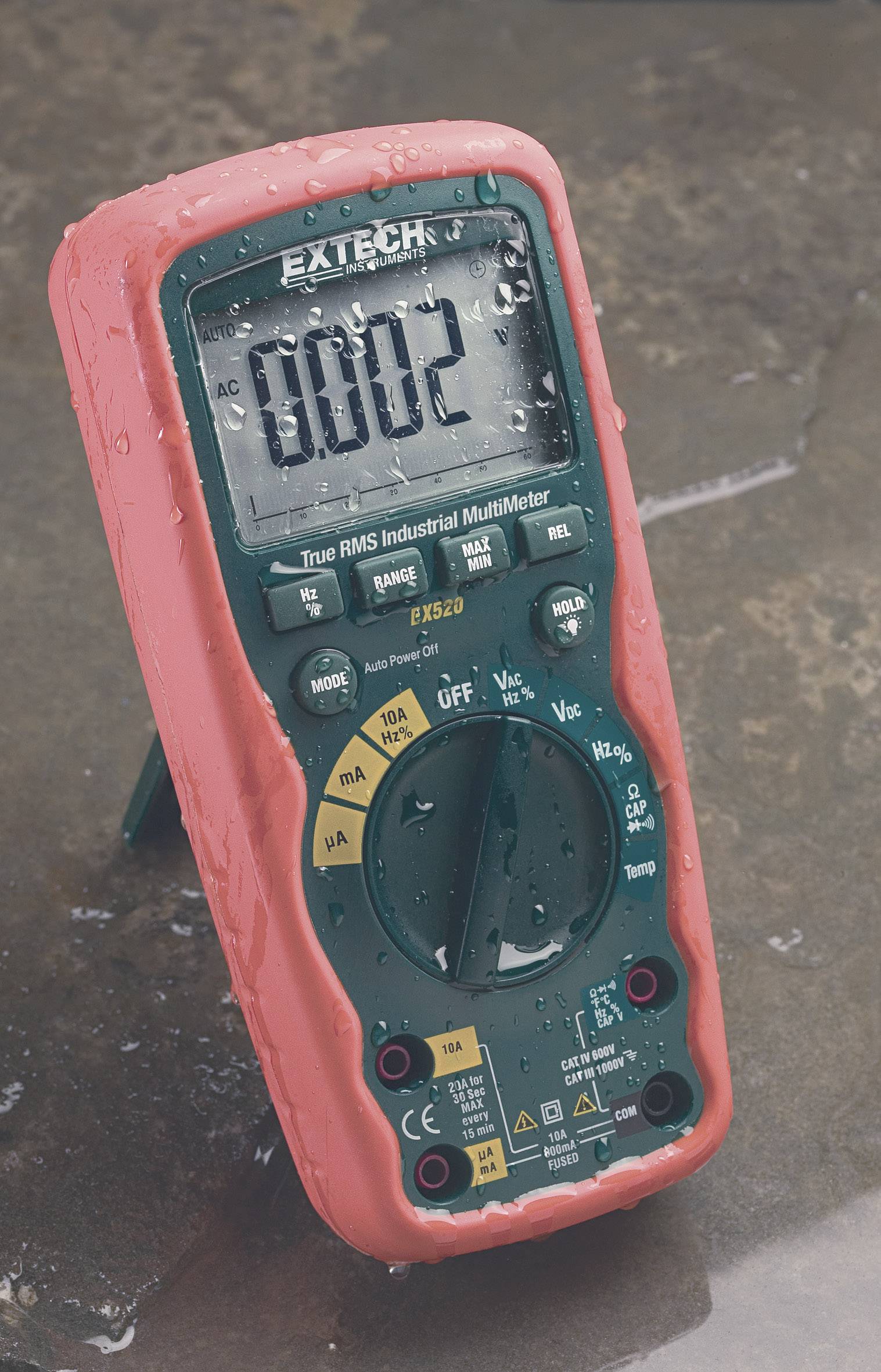 Extech EX520 Handheld multimeter Digital Waterproof (IP67) CAT III 1000 V, CAT IV 600 V Display (counts): 6000-1