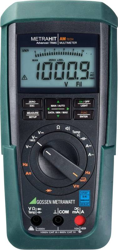 Gossen Metrawatt METRAHIT AM TECH Handheld multimeter Calibrated to (DAkkS standards) Digital CAT III 1000 V, CAT IV 600 V Display (counts): 12000