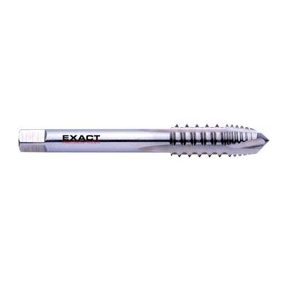 Cutting tool with a cylindrical shaft, tap with multiple cutting teeth, brand name 'EXACT' on the shaft.