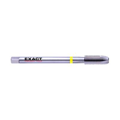 A metal thread tap with the inscription 'EXACT Precision Tools', specifically designed for precise thread cutting.