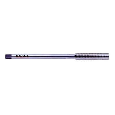 Silver threading tap with 'EXACT' printed on the side. Used for cutting internal threads in materials.