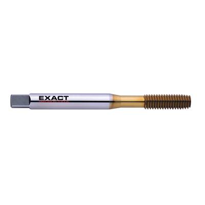 A tap with a cylindrical shank and gold-coloured threading. The brand 'EXACT' and text in red are printed on the surface.