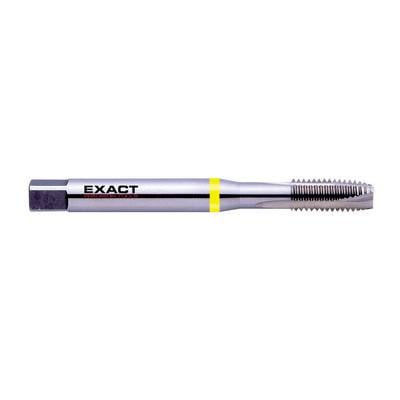 A metal thread tap with the inscription 'EXACT'. It has a cylindrical shape and sharp thread edges for creating internal threads.