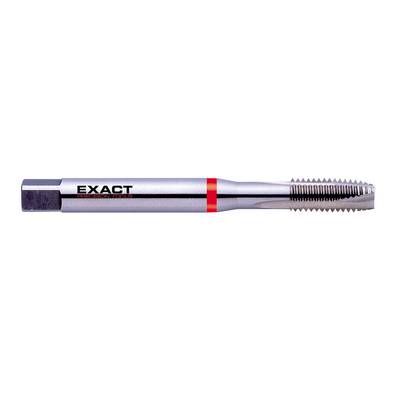 A silver tap with the inscription 'EXACT' and a red ribbon, suitable for cutting internal threads in metal.