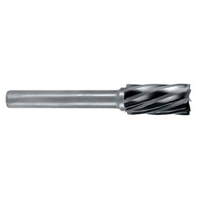 The image shows a cylindrical milling cutter with spiral cutting surfaces, used for machining metals.