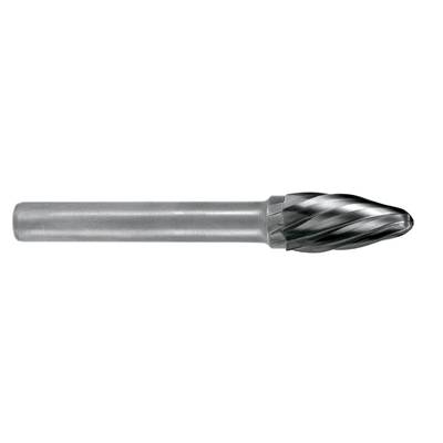 Metal milling cutter with a cylindrical shank and oval head, suitable for grinding and shaping hard metals.