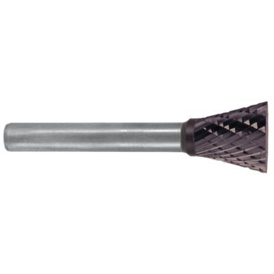 Drill bit with a cylindrical shank and a conically shaped grinding head, suitable for metalworking.