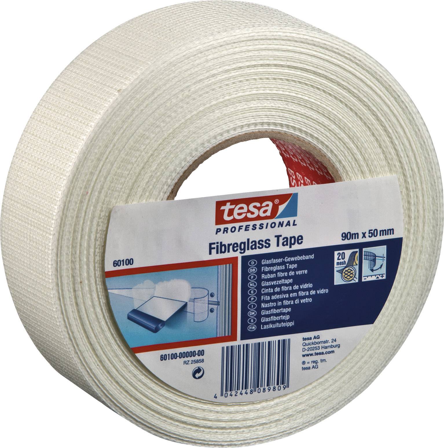 tesa 60100-00000-00 Cloth tape tesa® Professional White (L x W) 90 m x 50 mm 1 pc(s)