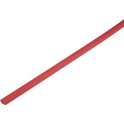 Red heat shrink tube piece, diagonally positioned in the image, on a white background.