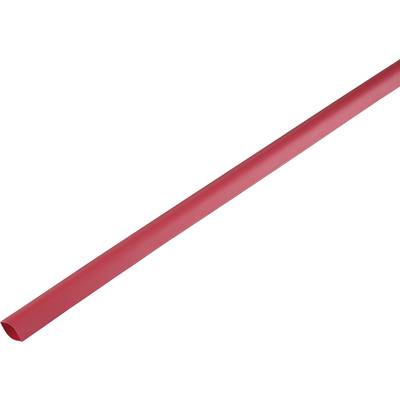 Red plastic pipe, approximately 45 degrees angled upwards to the right; smooth surface; uniform colour.