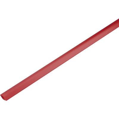A red plastic pipe, which is narrow and elongated, lies diagonally in the centre of the image. It has a smooth surface.