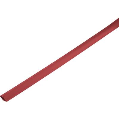 Red heat shrink tube, lying at an angle, on a white background.