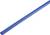 A long, blue plastic drinking straw lies diagonally on a white background.