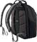 Black rucksack with padded shoulder straps and breathable back panel, suitable for laptops.