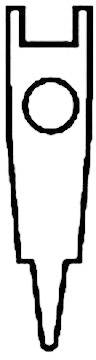 A simple diagram shows a U-shaped structure with a circle in the middle section above a pointed, needle-like base.