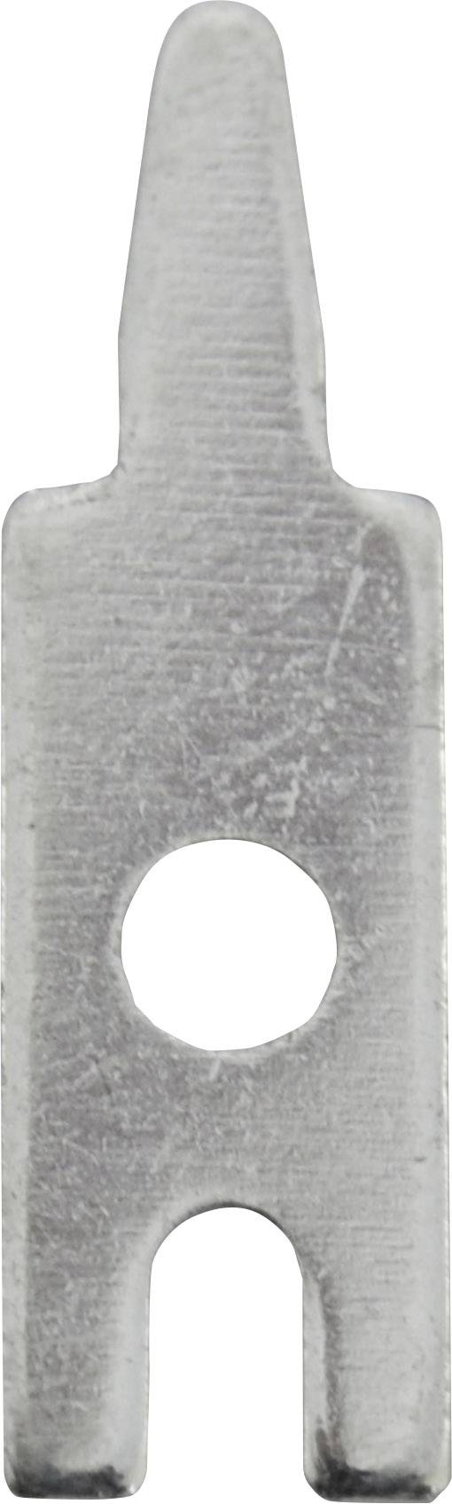 A simple flat metal piece with a hole in the centre, shaped like a rounded 'H'.<br><br>Note: I translated this to British English, using 'centre' instead of 'center' and maintaining British spelling conventions.