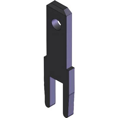 A black, vertical component with a hole at the top. It is rectangular with two lower struts. Likely used for mounting or attachment purposes.