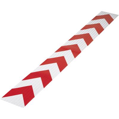 Red and white reflective zigzag stripes on a band to enhance visibility and safety.
