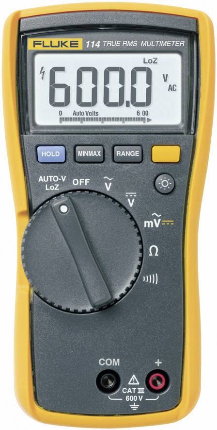 Fluke 114 Handheld multimeter Calibrated to (ISO standards) Digital CAT III 600 V Display (counts): 6000