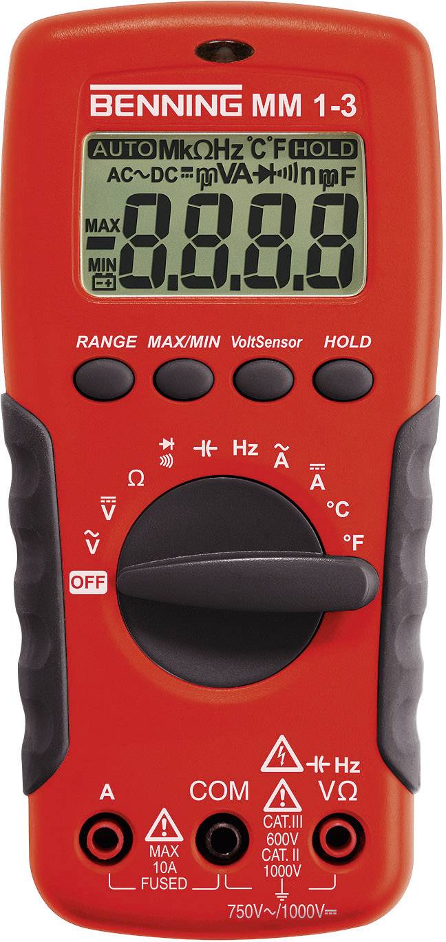 Benning MM 1-3 Handheld multimeter Digital CAT II 1000 V, CAT III 600 V Display (counts): 2000