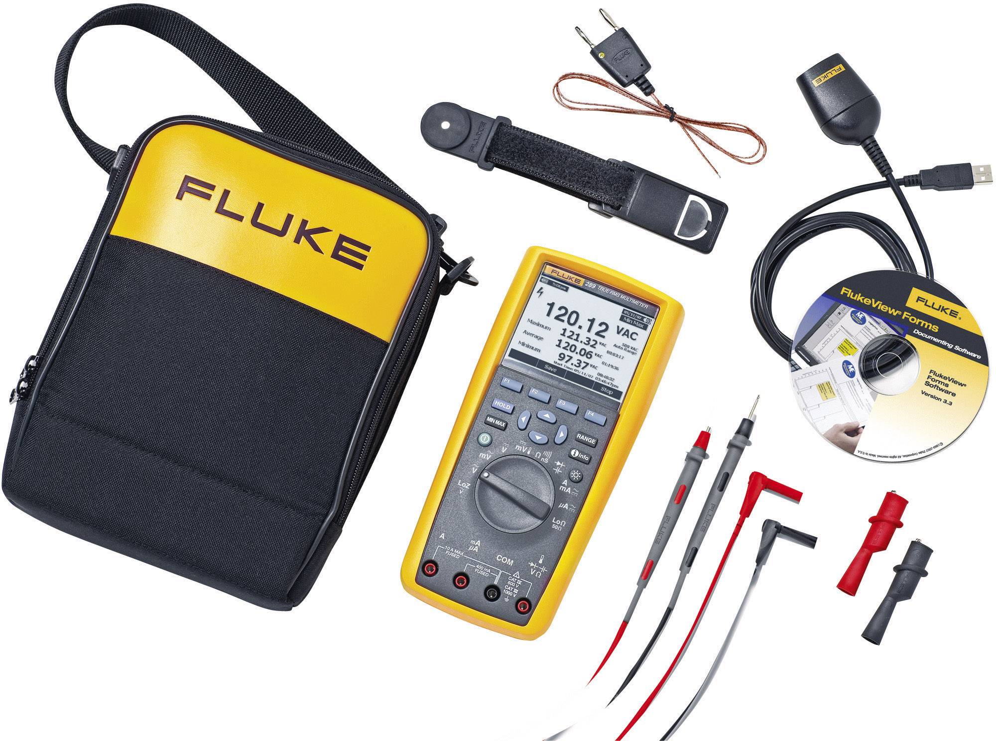 Fluke 289/FVF/EUR Handheld multimeter Digital Graphics display, Data logger CAT III 1000 V, CAT IV 600 V Display (counts): 50000
