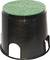 Black plastic ground socket with green, non-slip cover, suitable for garden irrigation or outdoor use.