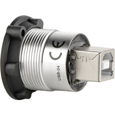 Socket connection with CE marking and designation 'USB-04'. Metallic outer casing.