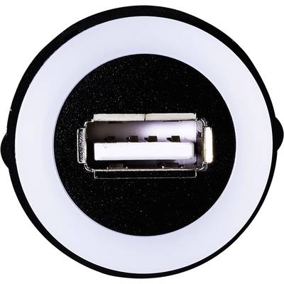 USB port, Type-A, shown frontally. Socket surrounded by a white ring, positioned against a black background.