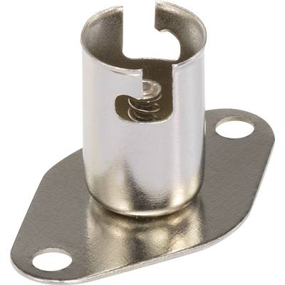 Metallic lamp holder with spring-mounted bracket and two screw holes for mounting.