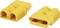 Two yellow connector plugs, lying side by side with a ribbed surface. Used in electrical applications for secure connections.