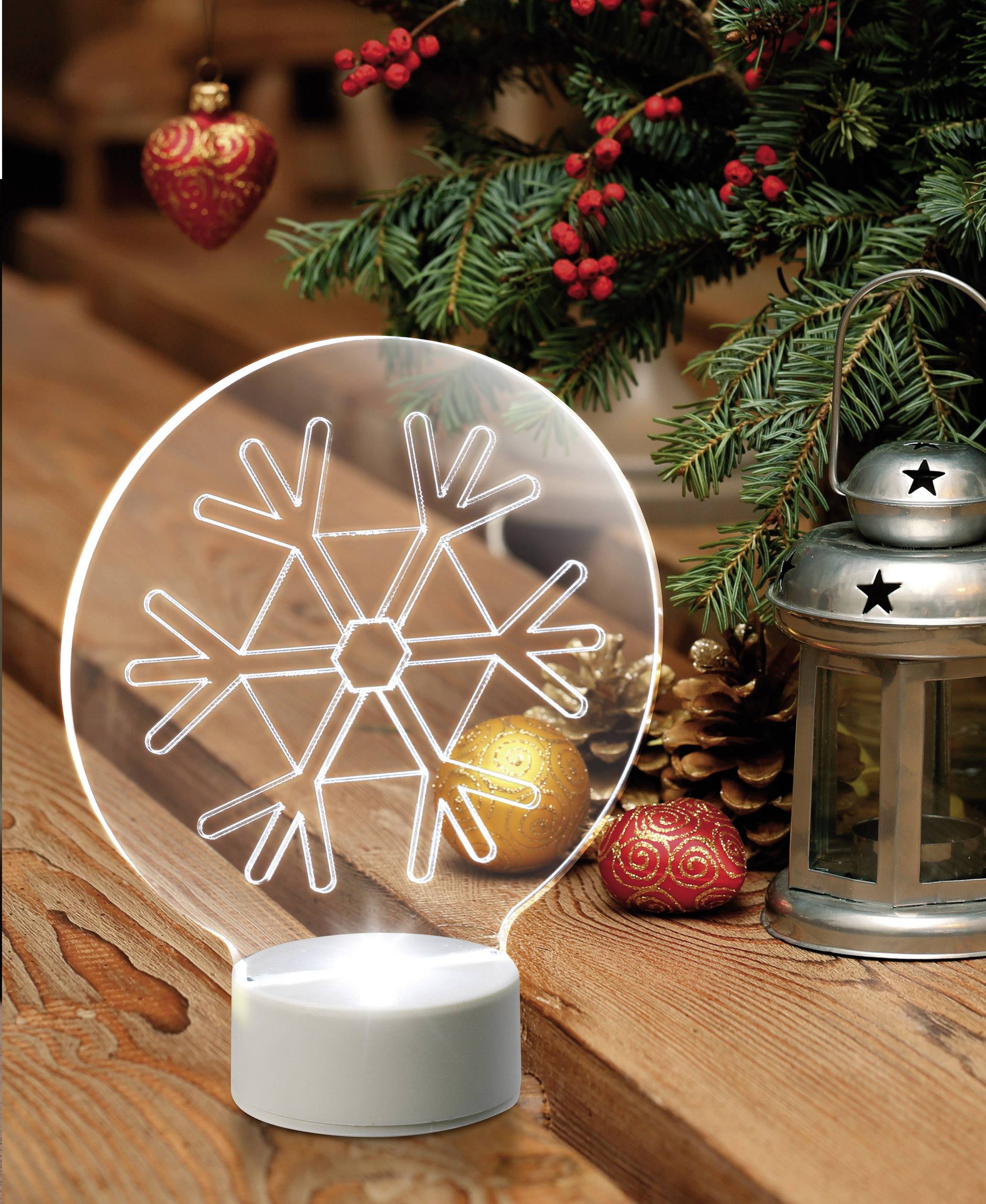 Polarlite LBA-51-008 Acrylic figurine Snowflake Cool white LED (monochrome) Transparent-2