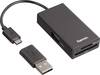 Hama 54141 USB hub 1 port USB A (USB 2.0) + OTG function, + built-in SD card reader Black