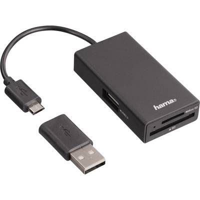 Hama  1 port USB 2.0 hub + OTG function, + built-in SD card reader Black