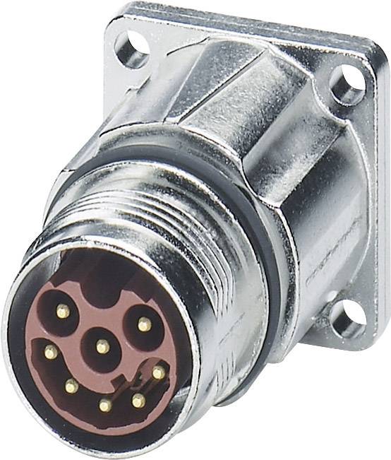 A round metal plug with multiple gold-plated contacts and a square mounting flange.