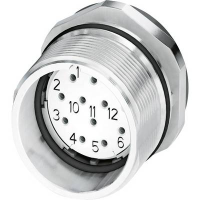 Cylindrical metal plug with 12 numbered contacts, symmetrically arranged.