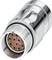 Cylindrical metal plug with 12 numbered pins, partially enclosed in a housing. Used for electrical connection.