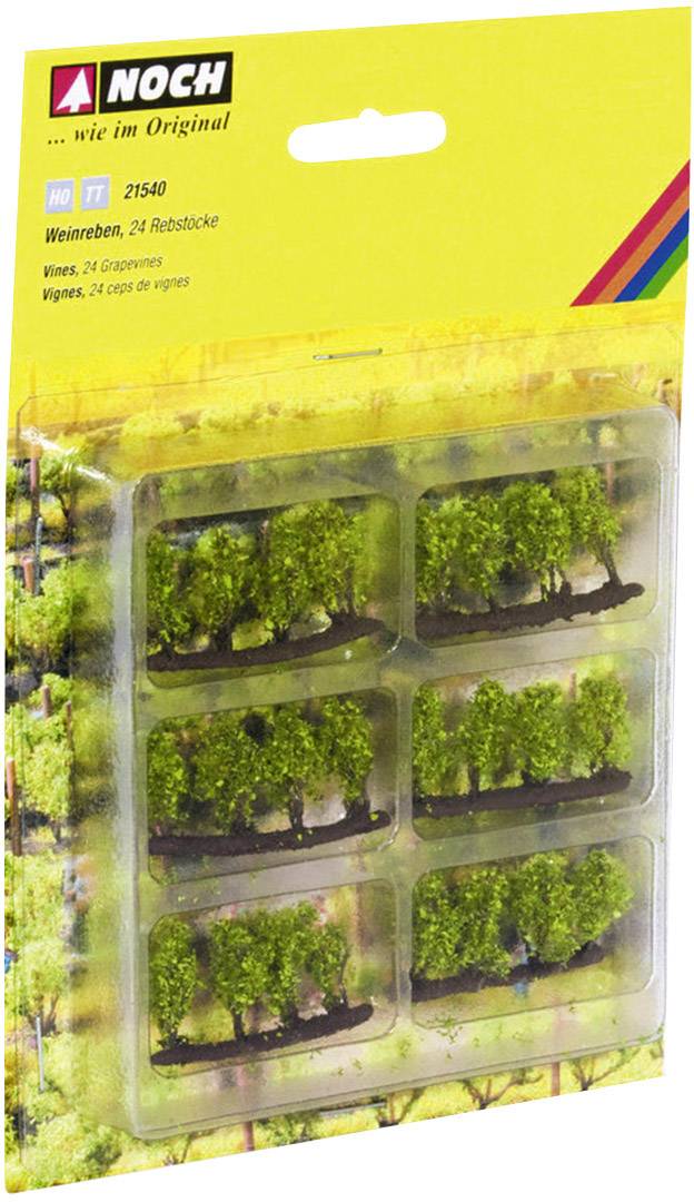 Package of 24 model grapevines in six compartments by the brand Noch, suitable for model making and landscape design.