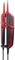 Voltage tester with two test probes, numerous LED indicators for various voltage levels, designed in red and black.