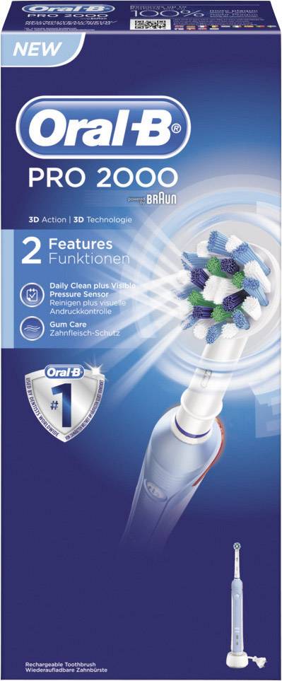 Vochtig romantisch snap Oral-B Pro 2000 Cross Action 09662 Electric toothbrush  Rotating/vibrating/pulsating White, Light blue | Conrad.com
