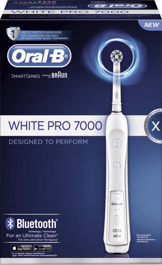 Electric toothbrush OralB Pro 7000 Cross Action white Rotating/vibrating/pulsating White from