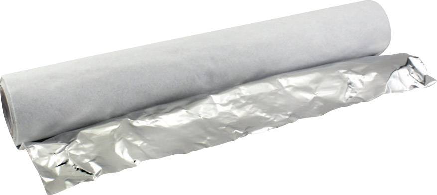 A roll of aluminium foil with a partially unrolled surface, displaying a smooth surface.