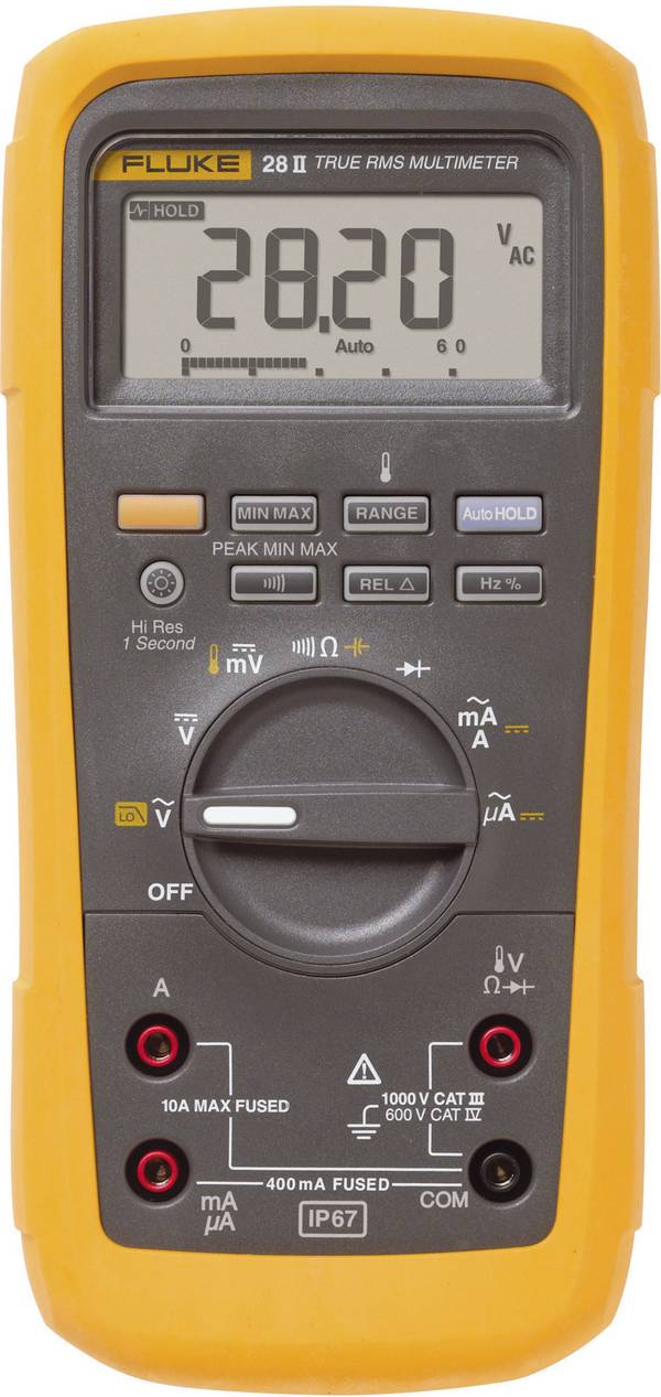 Fluke 28II/EUR Handheld multimeter Digital Waterproof (IP67) CAT III 1000 V, CAT IV 600 V Display (counts): 20000