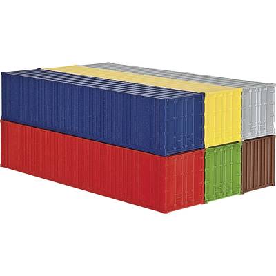 Five coloured stacked freight containers: a blue, red, yellow, green and a brown one. They symbolise logistics and transport.